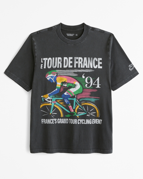 Tour de France Vintage-Inspired Graphic Tee, Black