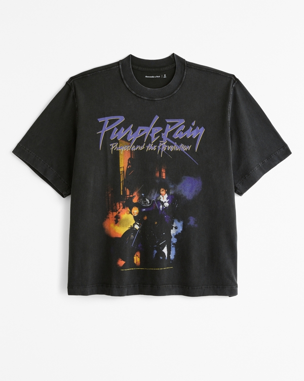 Cropped Prince Graphic Tee, Black