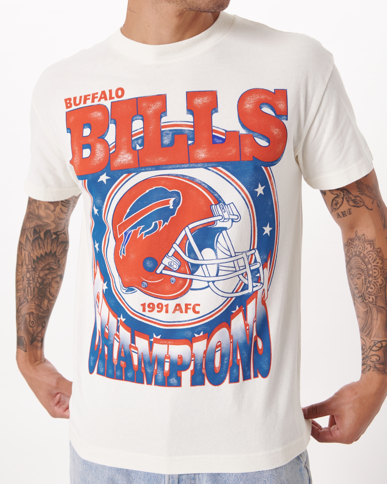 Buffalo Bills Khaki Colour Pop Graphic T-Shirt - Mens