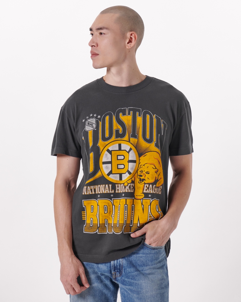 Men's Boston Bruins Graphic Tee in Dark Grey | Size M Tall | Abercrombie & Fitch