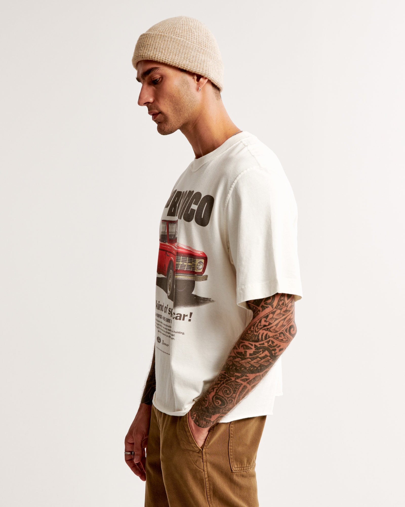 Men's Bronco Graphic Tee in Off White | Size Xs | Abercrombie & Fitch