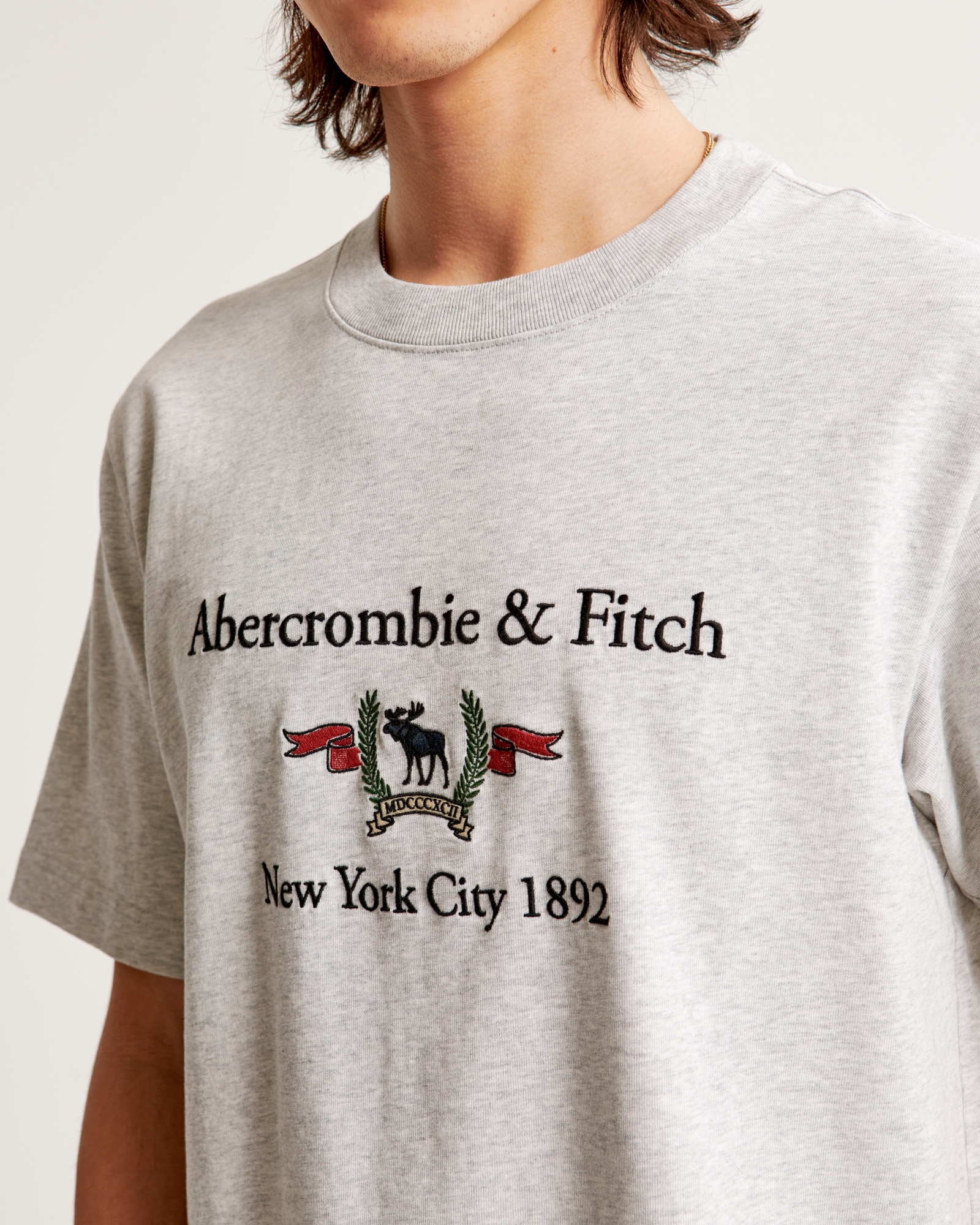 Camiseta Abercrombie Muscle A&F Navy Large Stamp Salmão Mescla
