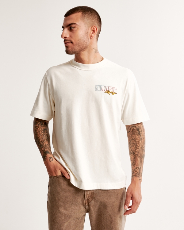 Budweiser Vintage-Inspired Graphic Tee, Off White