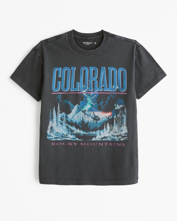 Rocky Mountains Graphic Tee, Black Texture