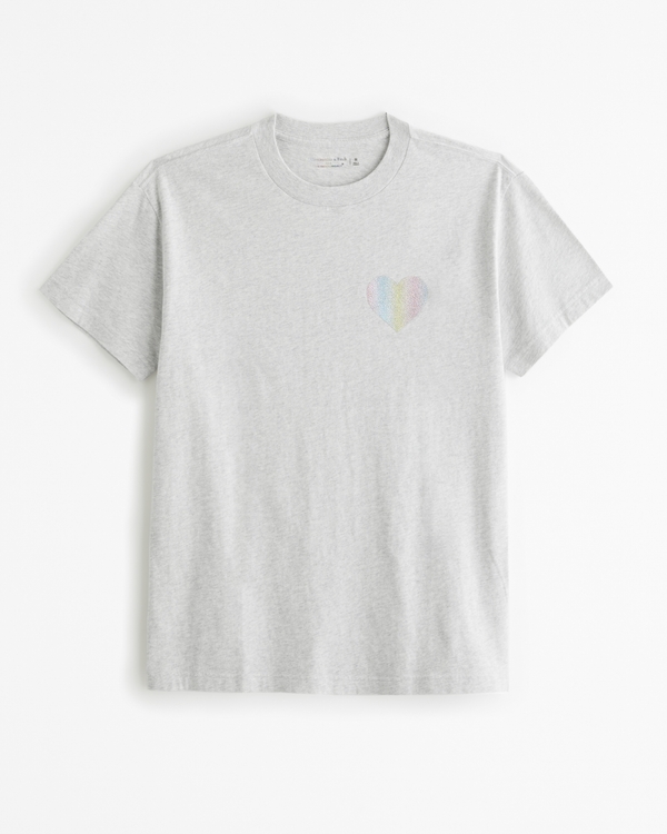 Pride Glitter Heart Tee, Light Heather Grey view 1