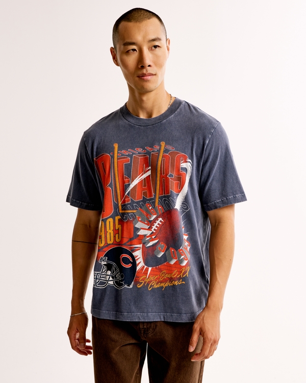 Chicago Bears Vintage-Inspired Graphic Tee, Sapphire - Bears view 1