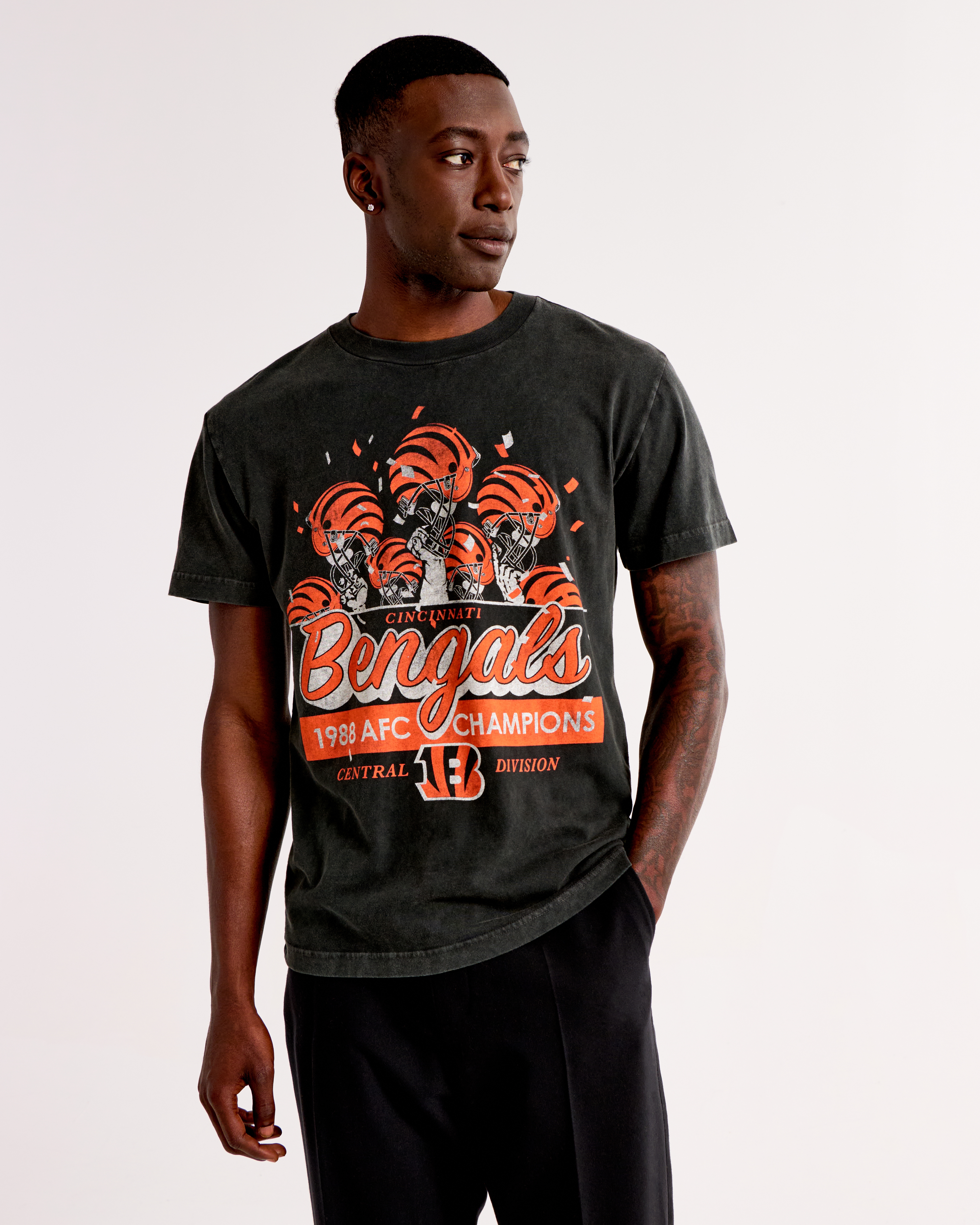 Abercrombie & Fitch Cincinnati Bengals Graphic Tee In Gray
