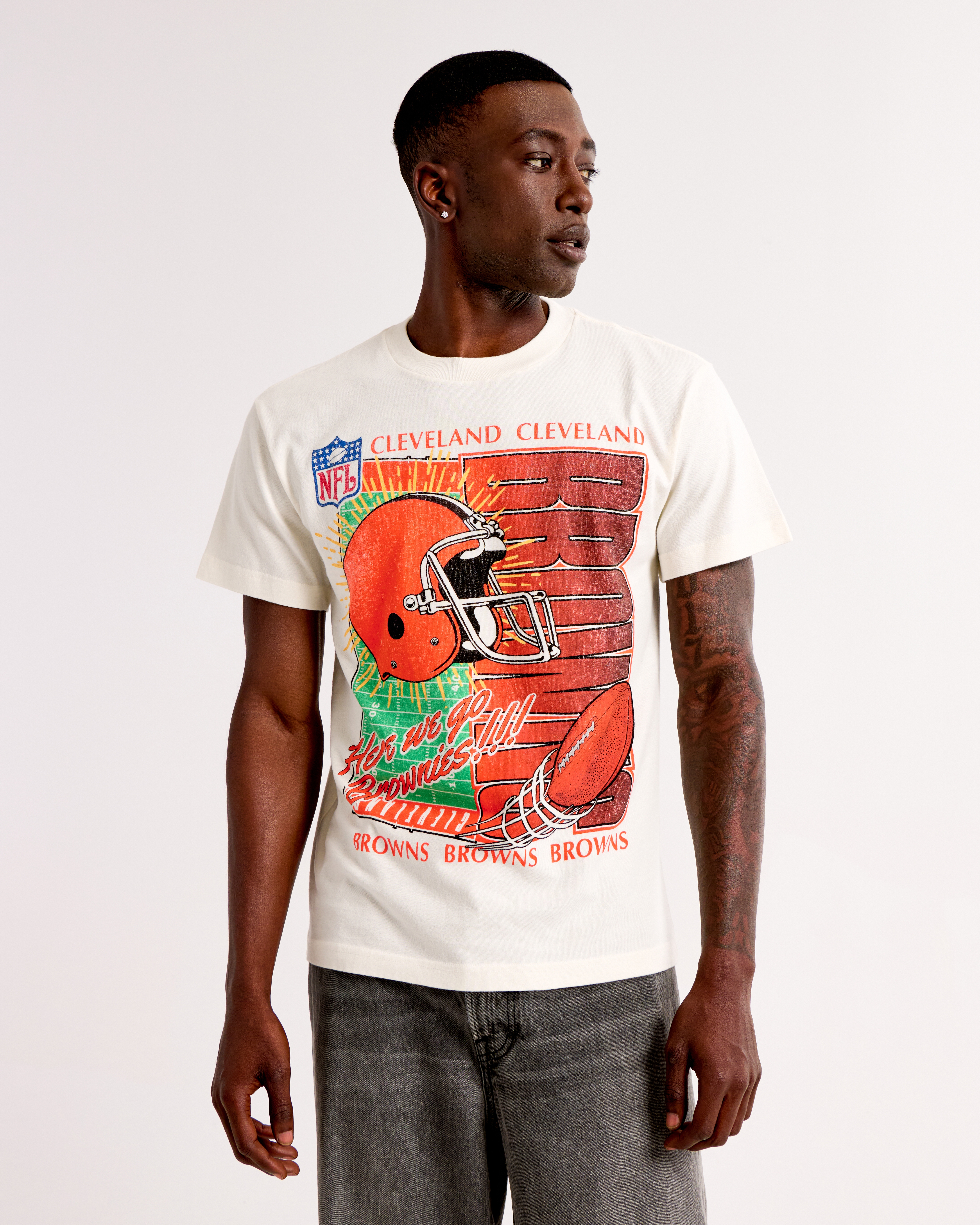 Abercrombie & Fitch Cleveland Browns Graphic Tee In Metallic