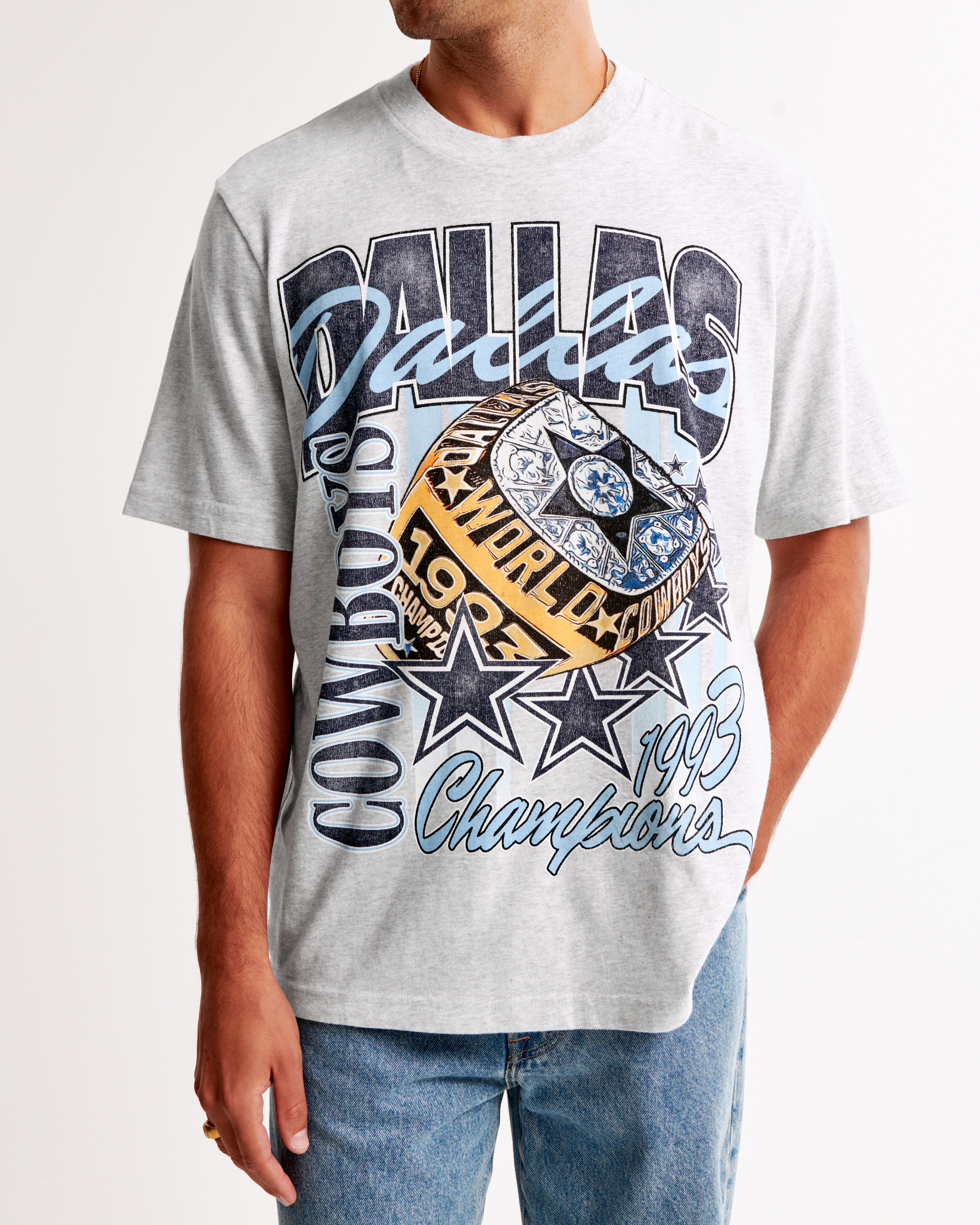Abercrombie & Fitch Dallas Cowboys Vintage-inspired Graphic Tee In White