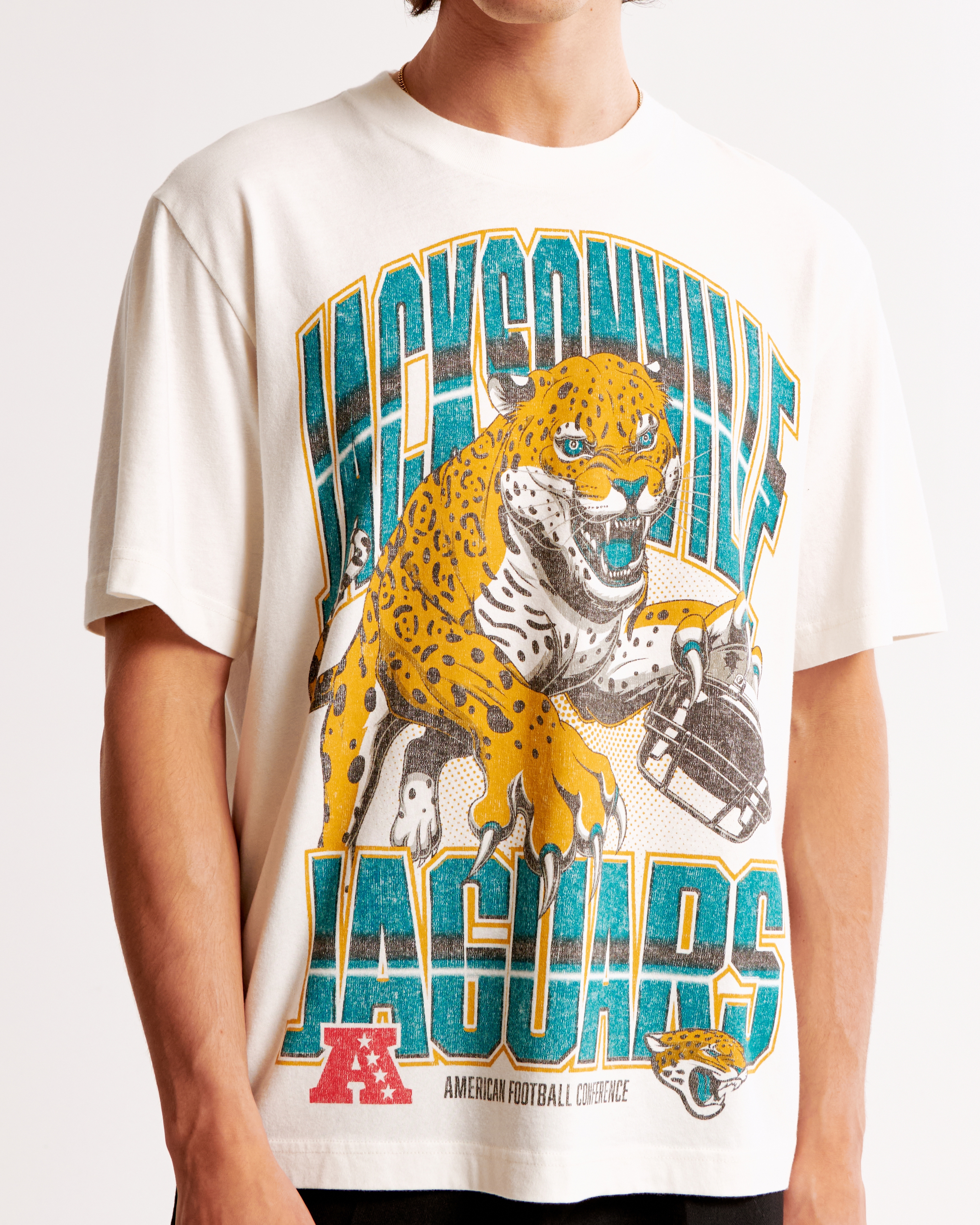 Abercrombie & Fitch Jacksonville Jaguars Vintage-inspired Graphic Tee In White