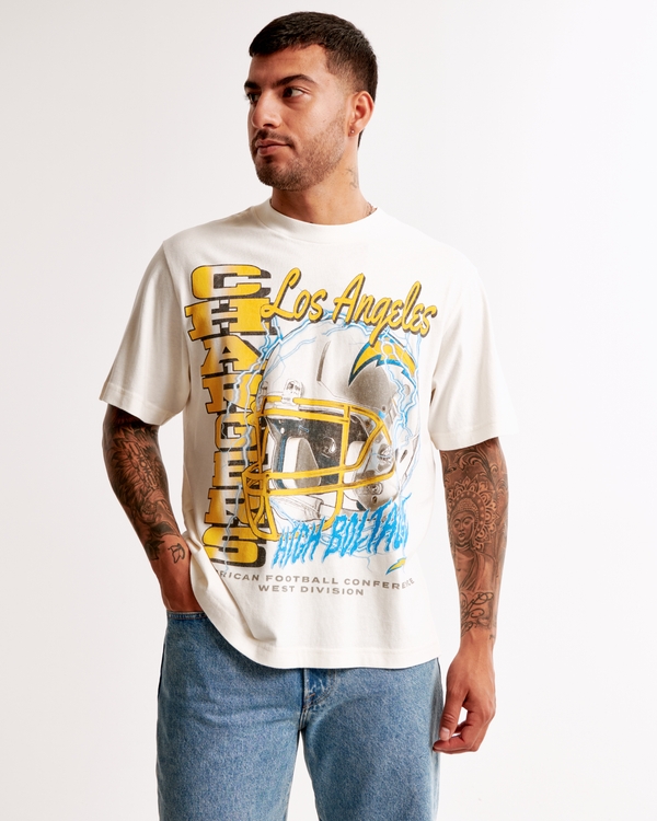 Los Angeles Chargers Vintage-Inspired Graphic Tee, Cream