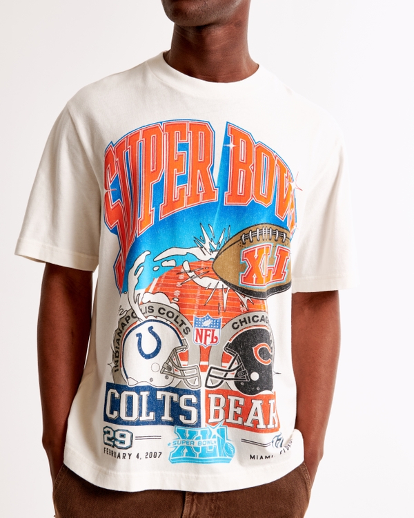 Super Bowl Vintage-Inspired Graphic Tee, Cream - Colts And Bears view 1