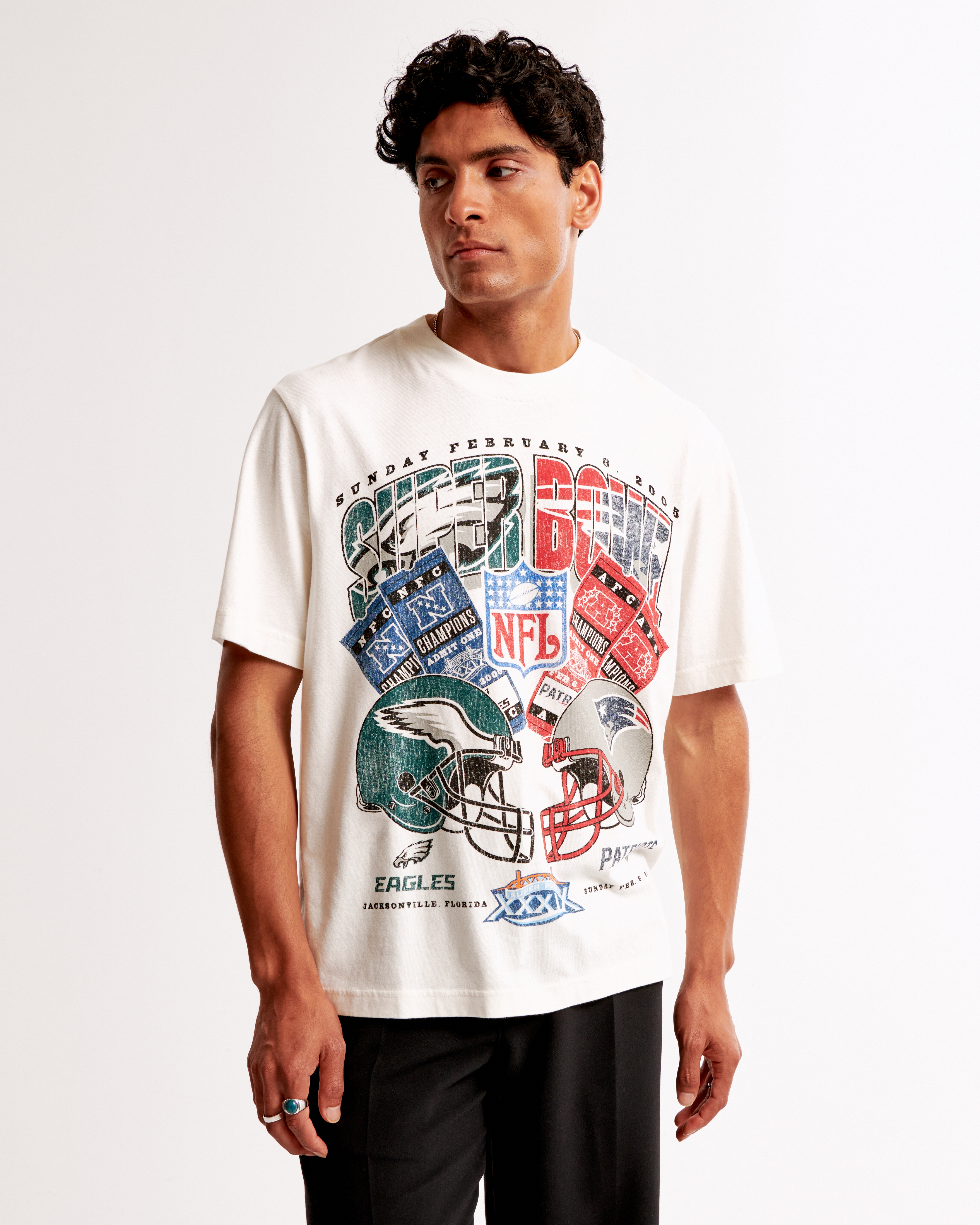 Abercrombie & Fitch Super Bowl Vintage-inspired Graphic Tee In White