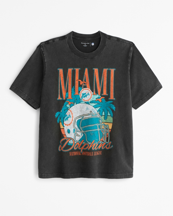 Miami Dolphins Vintage-Inspired Graphic Tee, Black