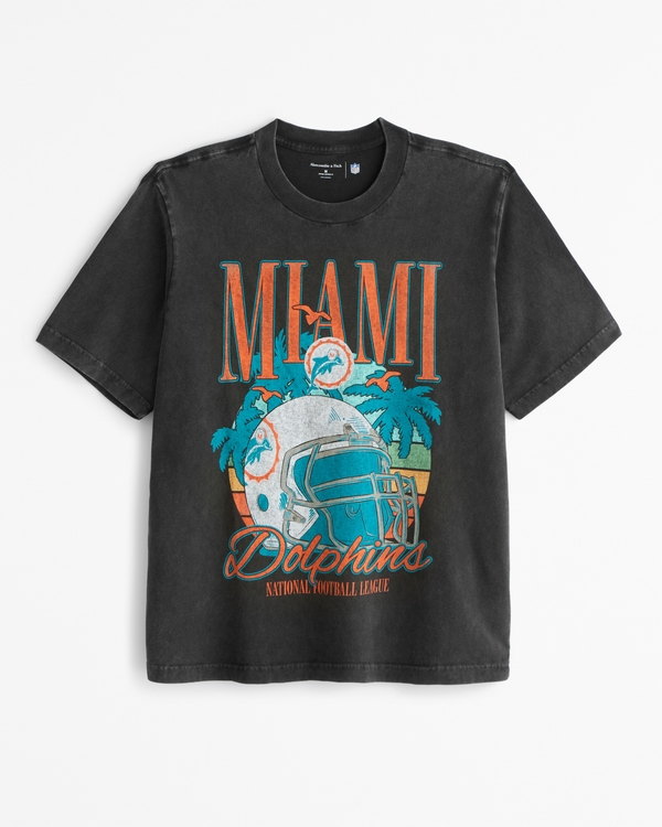 Miami Dolphins Vintage-Inspired Graphic Tee, Black - Dolphins view 1