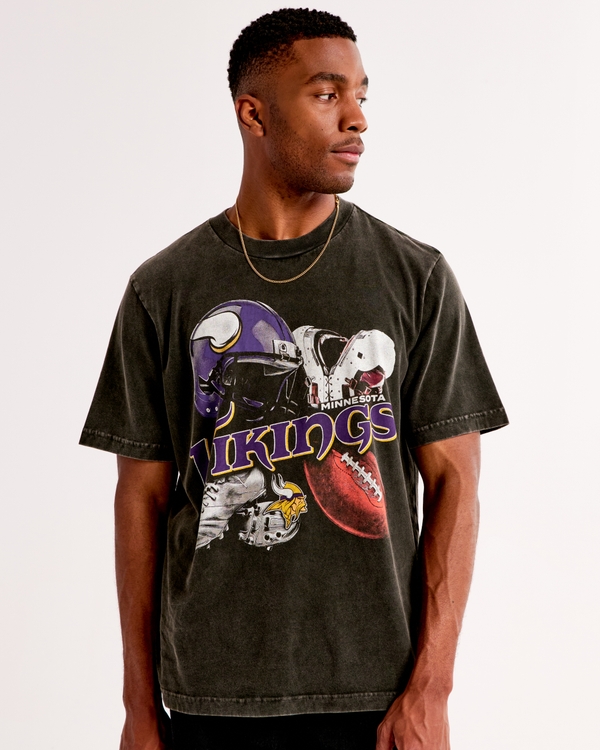 Minnesota Vikings Vintage-Inspired Graphic Tee, Black - Vikings view 1