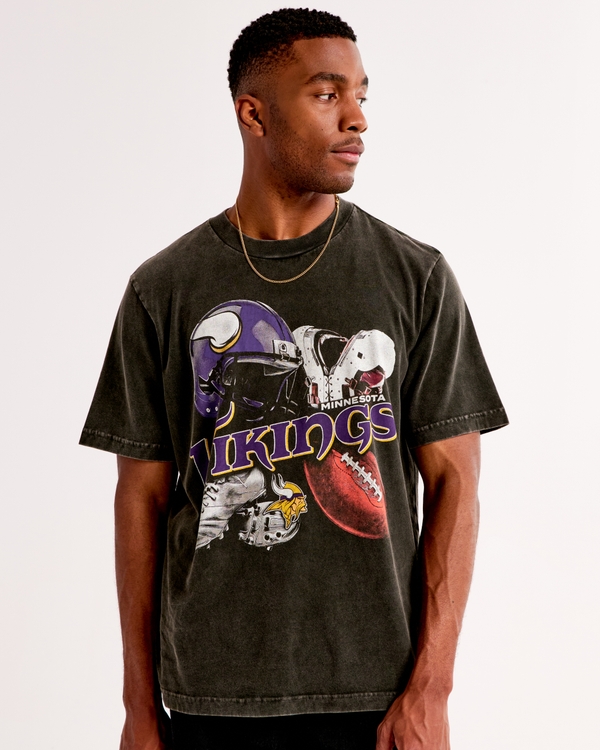 Minnesota Vikings Vintage-Inspired Graphic Tee, Black