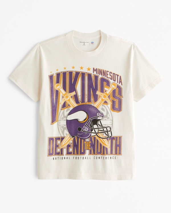 Minnesota Vikings Graphic Tee, Cream - Vikings view 1