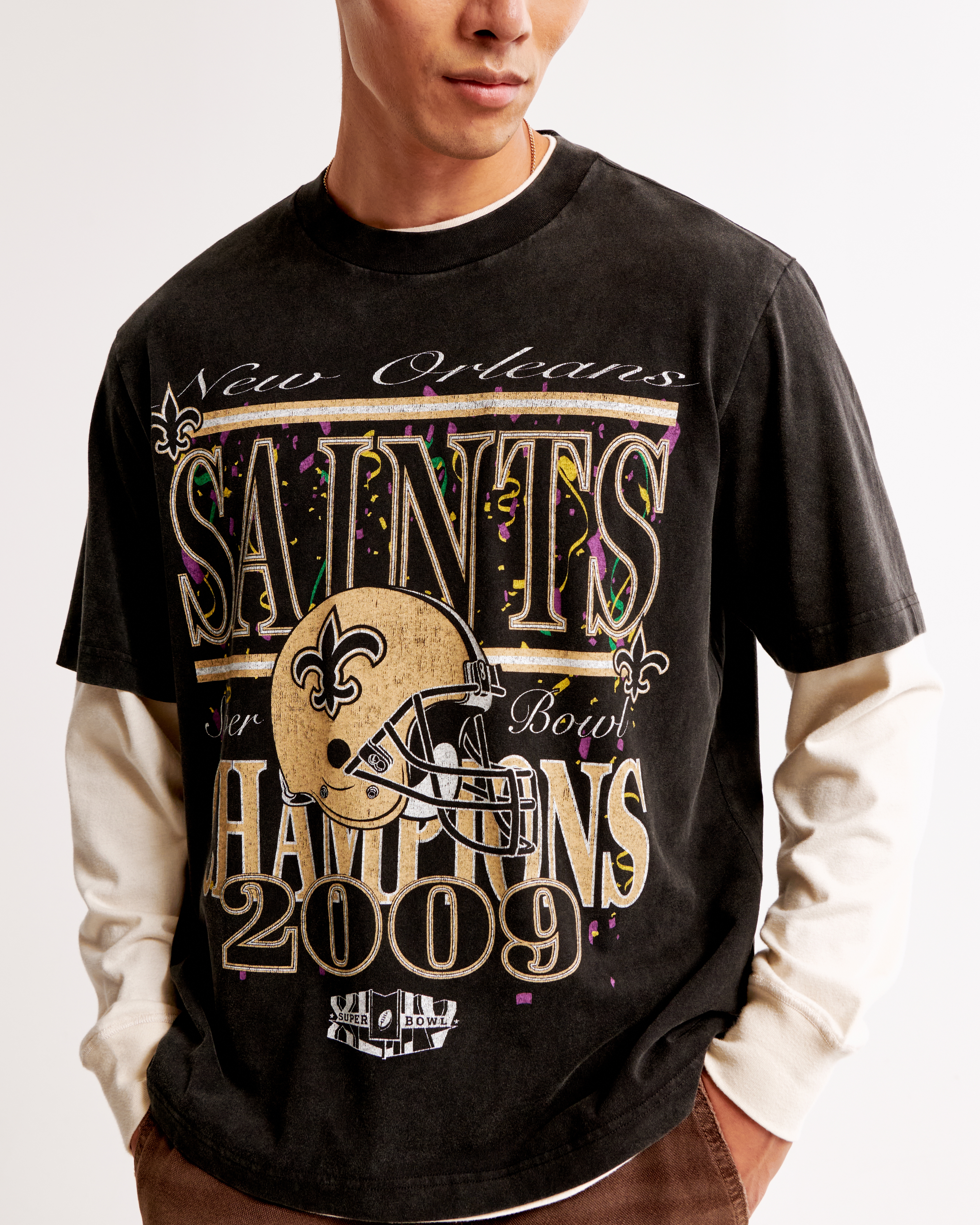 Men s New Orleans Saints Vintage Inspired Graphic Tee Men s Tops Abercrombie