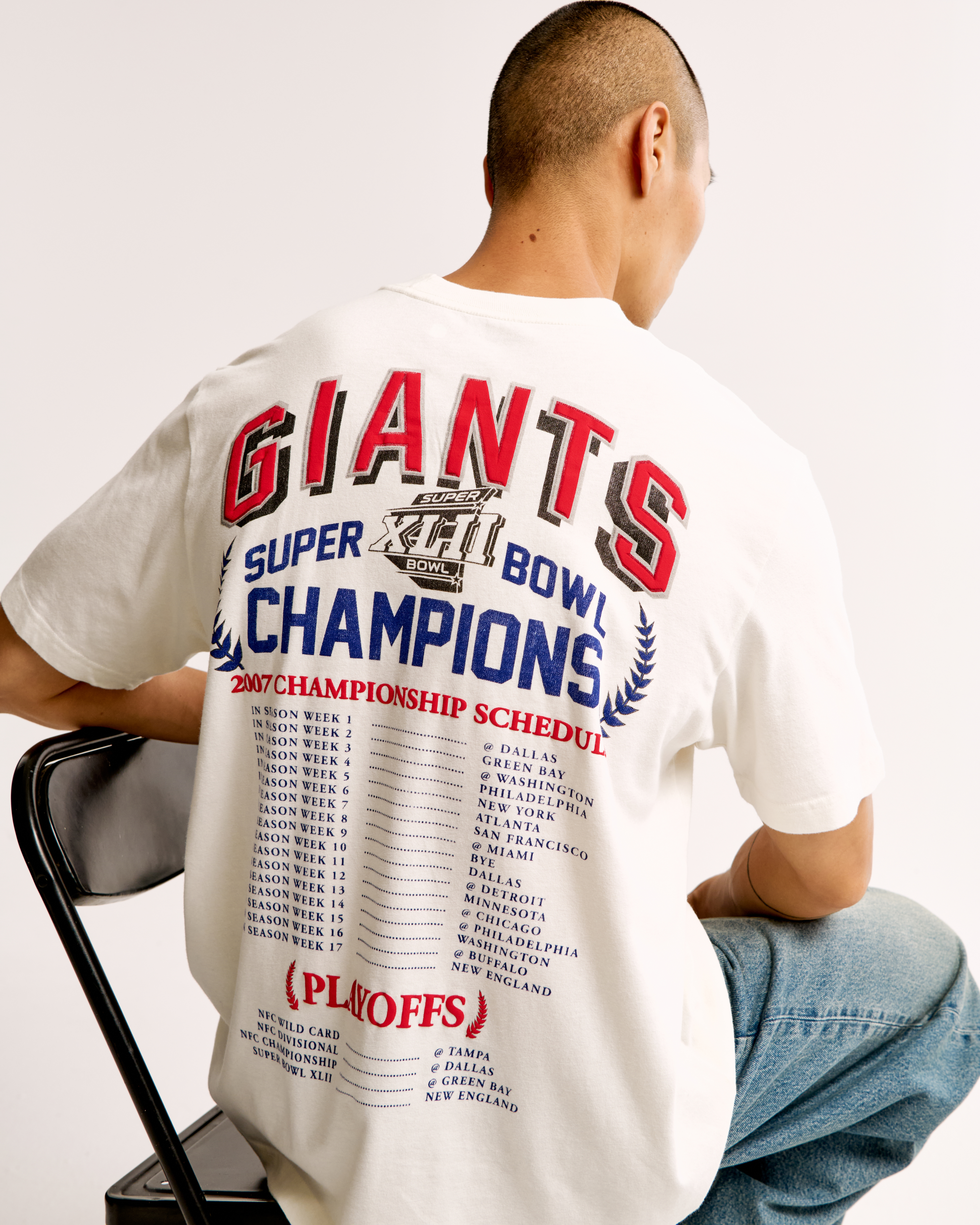 Abercrombie & Fitch New York Giants Vintage-inspired Graphic Tee In White