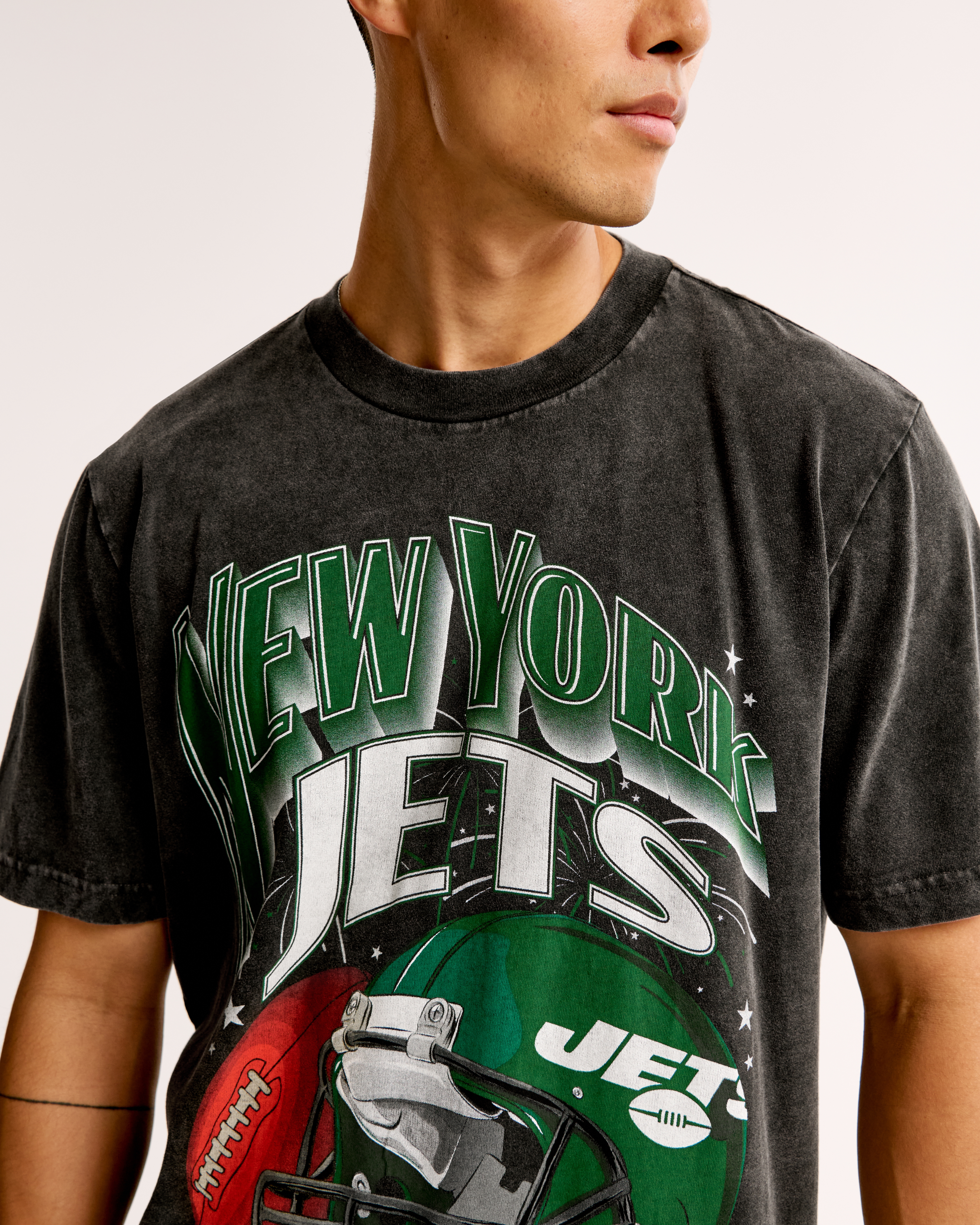 Abercrombie & Fitch New York Jets Vintage-inspired Graphic Tee In Blue