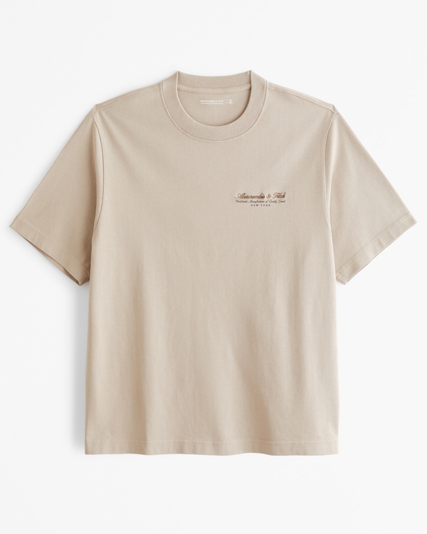 Premium Polished Micro-Logo Tee, Light Brown