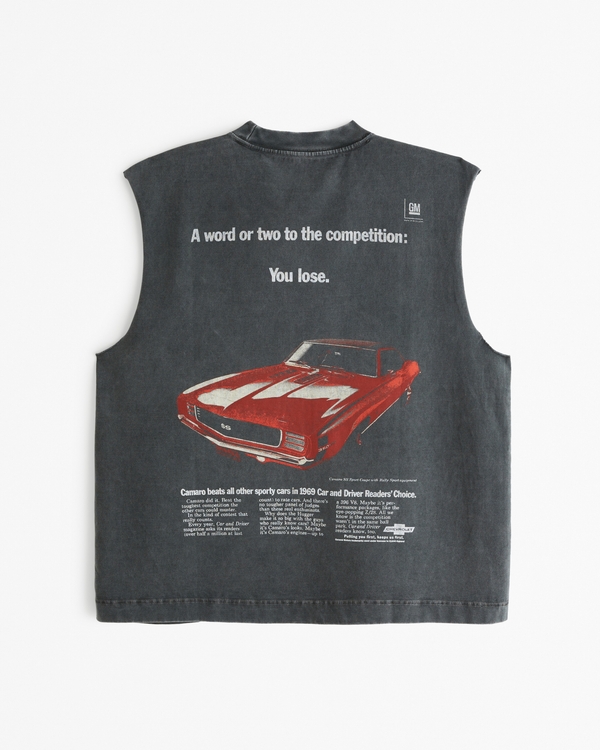 Premium Heavyweight Cropped Chevrolet Graphic Tank, ブラックテクスチャー view 1