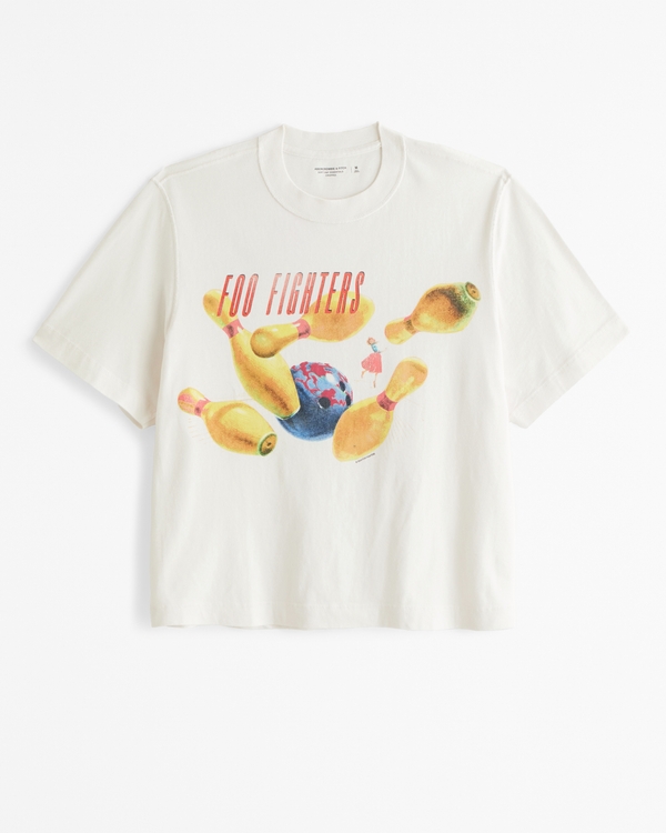 Cropped Foo Fighters Graphic Tee, Cream