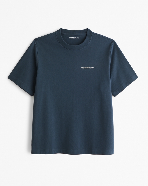 Premium Polished Micro-Logo Tee, Midnight Navy