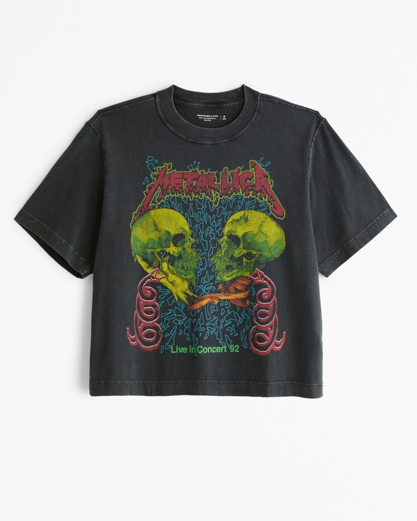 Cropped Metallica Graphic Tee, Black