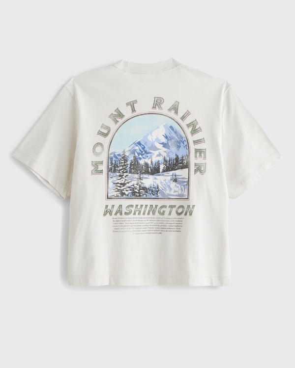 Cropped Mount Rainier Graphic Tee, Warm Gray