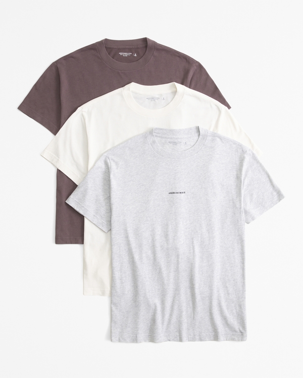 3-Pack Micro-Logo Tees, Light Gray Multicolor view 1