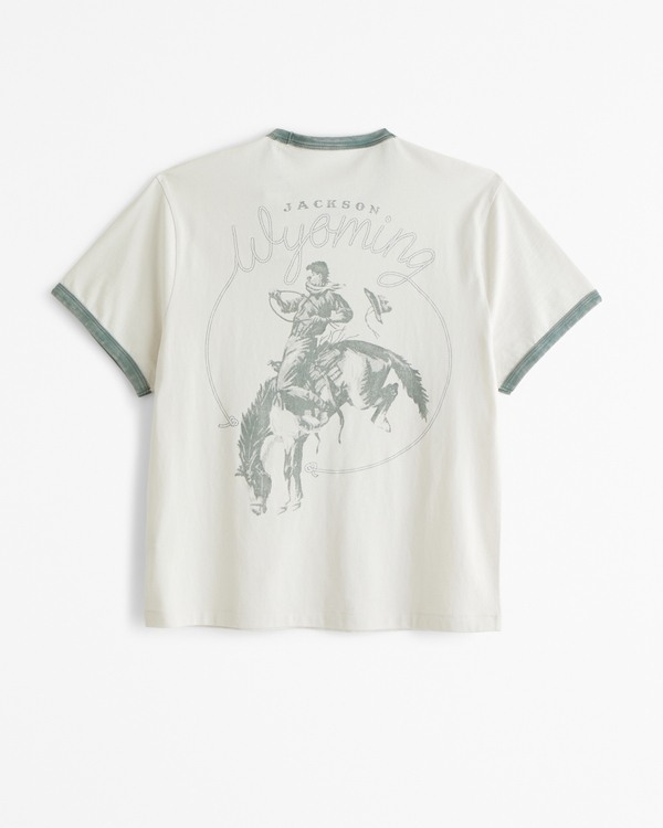 Western Shrunken Graphic Tee, Feather Gray