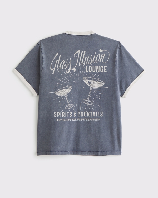 Cocktail Lounge Shrunken Graphic Tee, Sapphire view 1