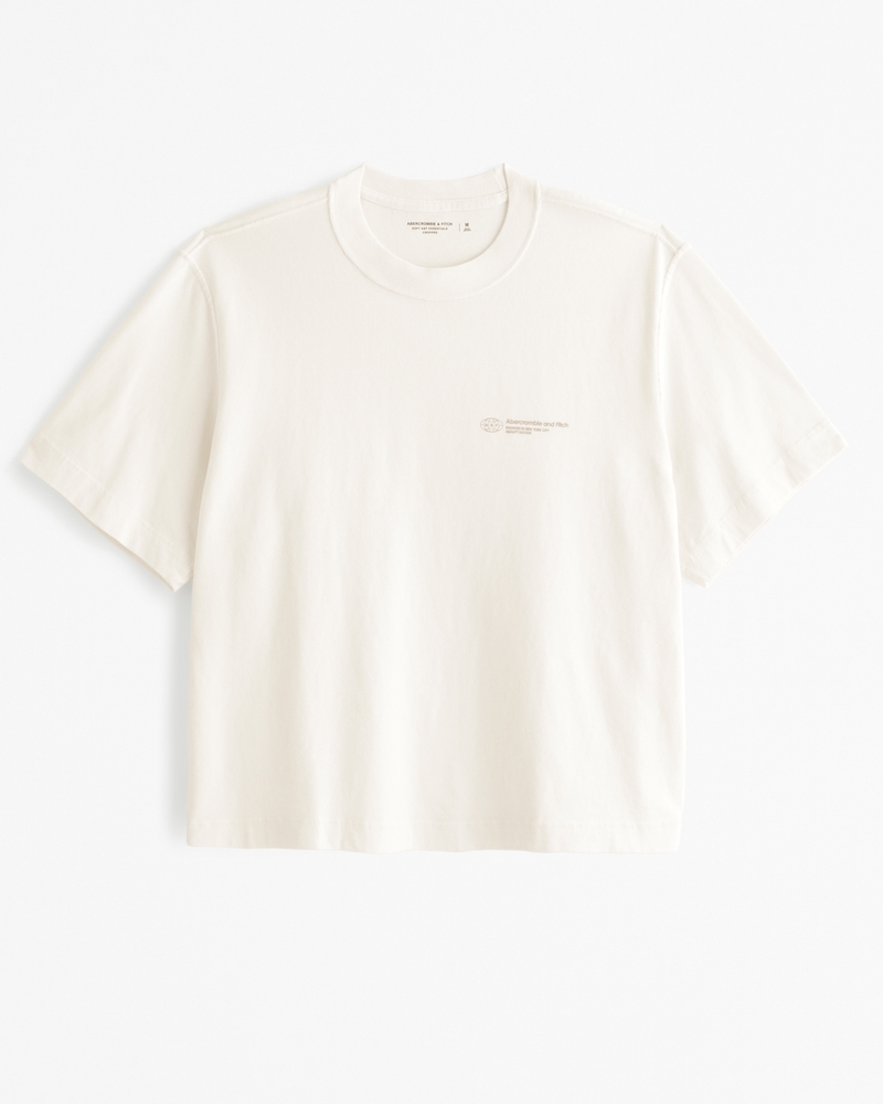 Men's Vintage-Inspired Cropped Micro-Logo Tee, Men's Tops