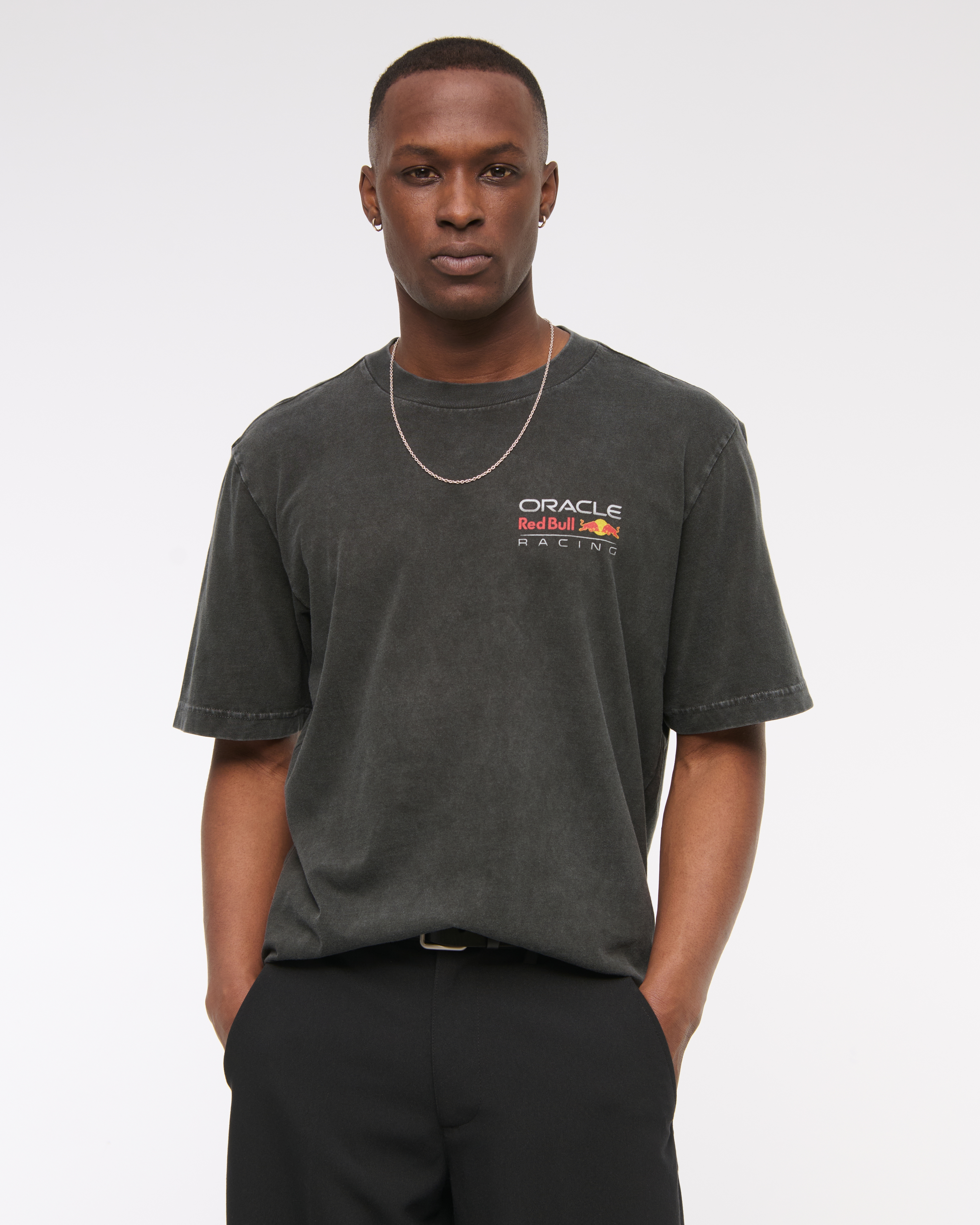 Abercrombie & Fitch Oracle Red Bull Racing Vintage-inspired Graphic Tee In Black