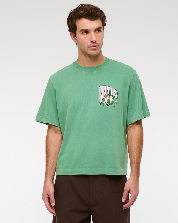 Cropped Boston Celtics Lakers Graphic Tee, Green view 2