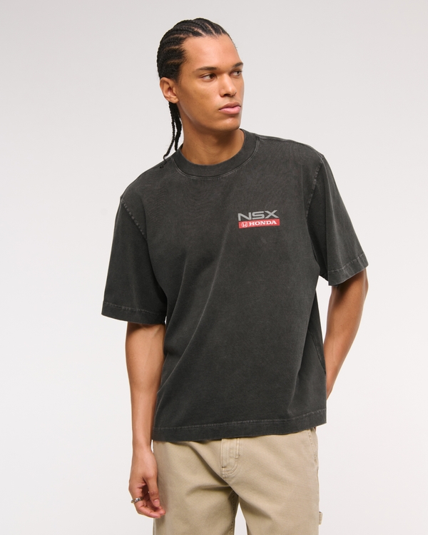 Cropped Honda NSX Graphic Tee, Black view 2