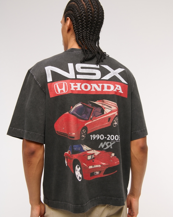 Cropped Honda NSX Graphic Tee, Black view 1