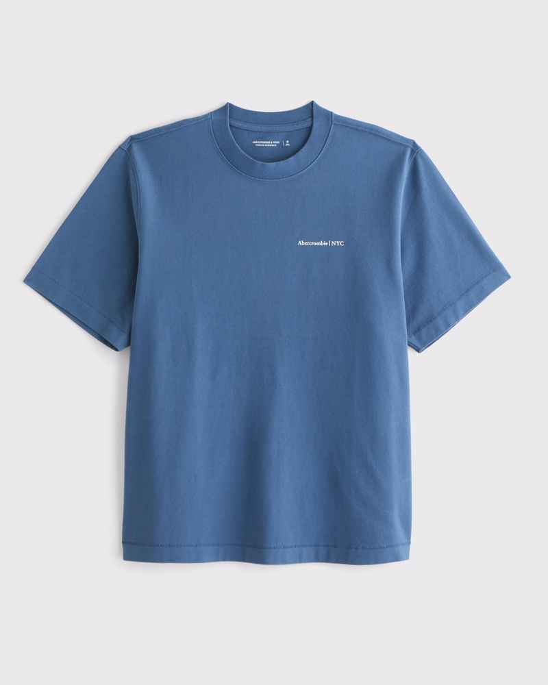 Abercrombie & Fitch◆ヘビーウェイト マイクロ ロゴ Tシャツ メンズ プレミアム ヘビーウェイト マイクロロゴTシャツ