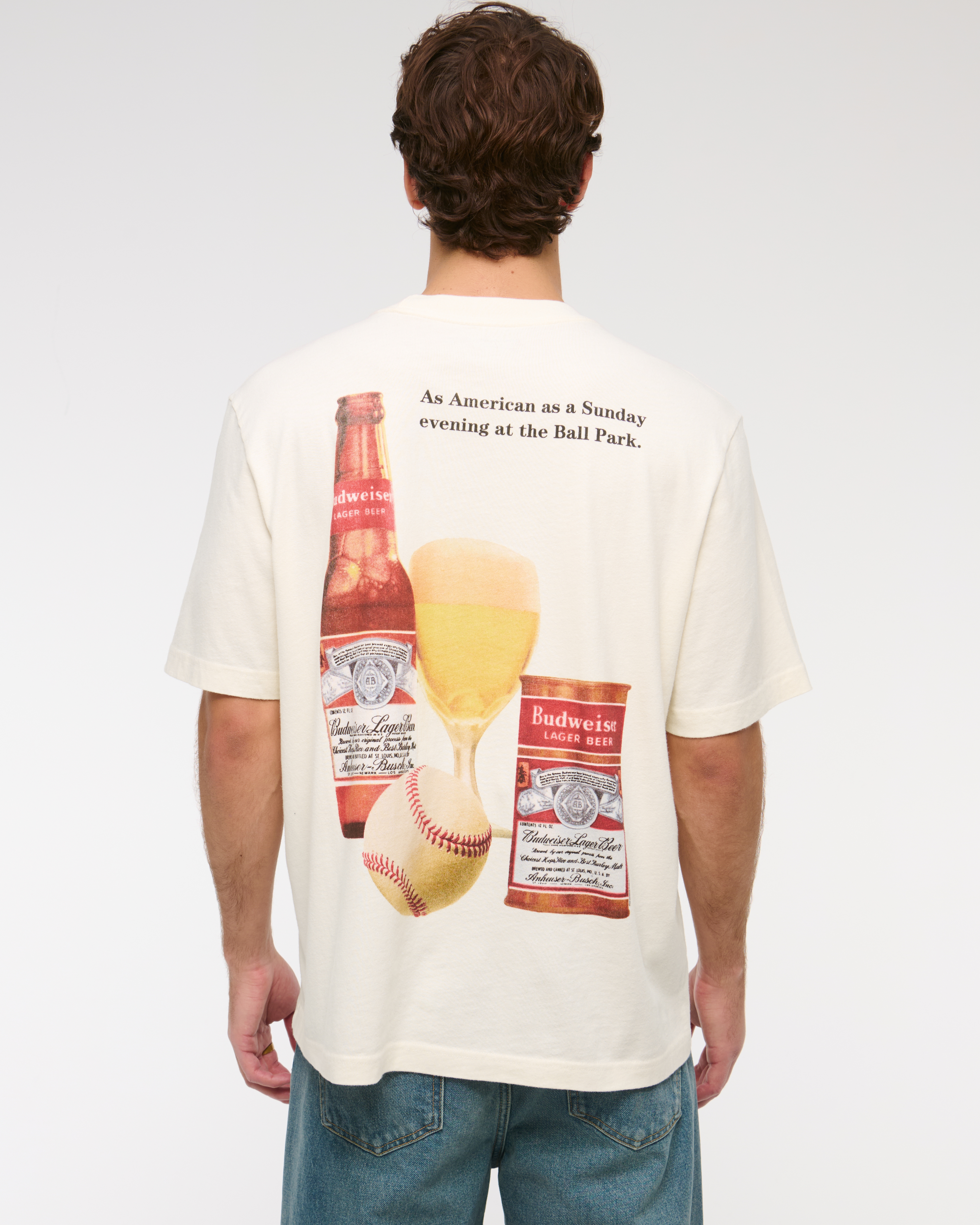 Abercrombie & Fitch Budweiser Vintage-inspired Graphic Tee In White