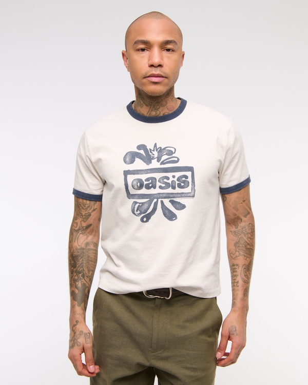 Oasis Shrunken Graphic Tee, Feather Gray view 1