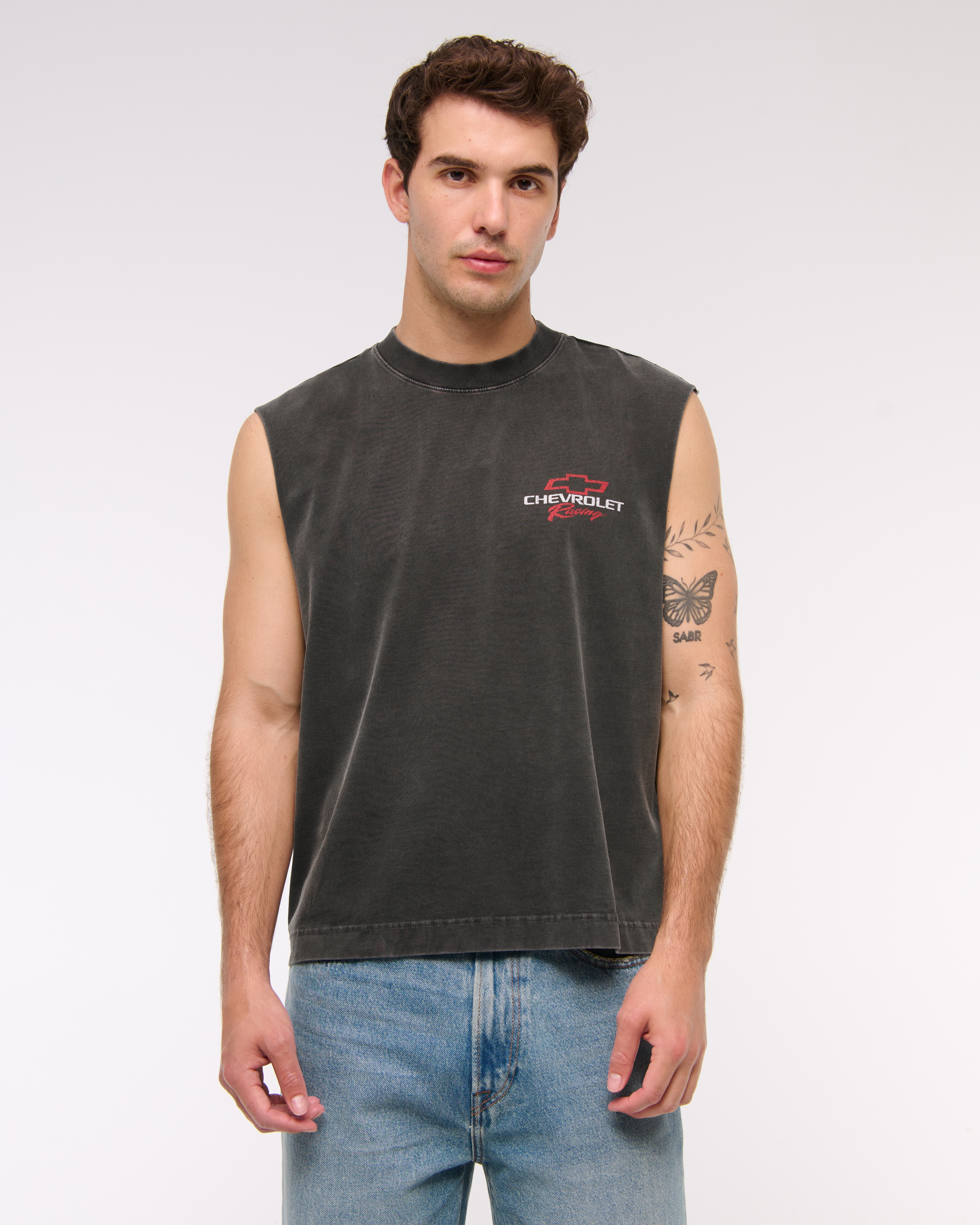 Abercrombie & Fitch Premium Heavyweight Chevrolet Tank In Black