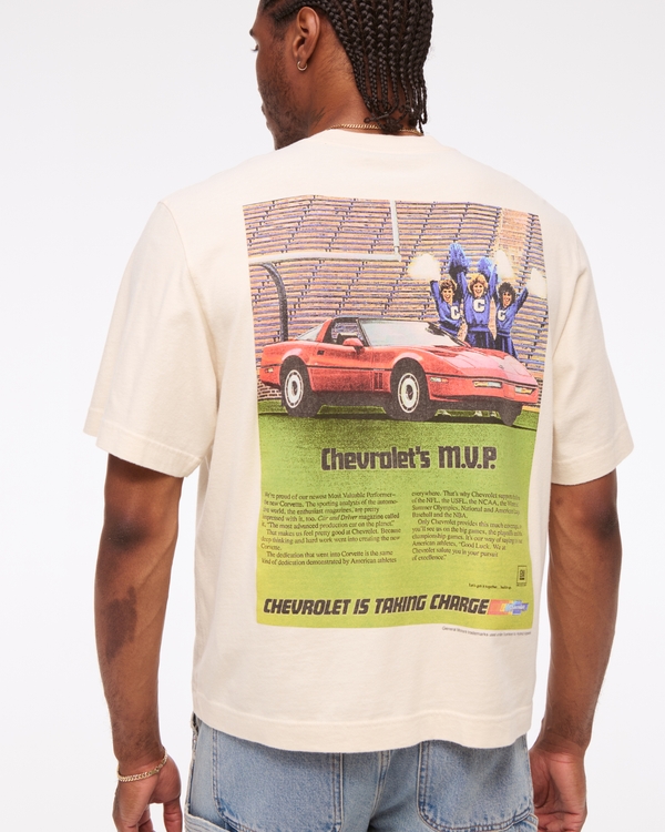 Chevrolet Vintage-Inspired Cropped Graphic Tee, Warm Beige view 1
