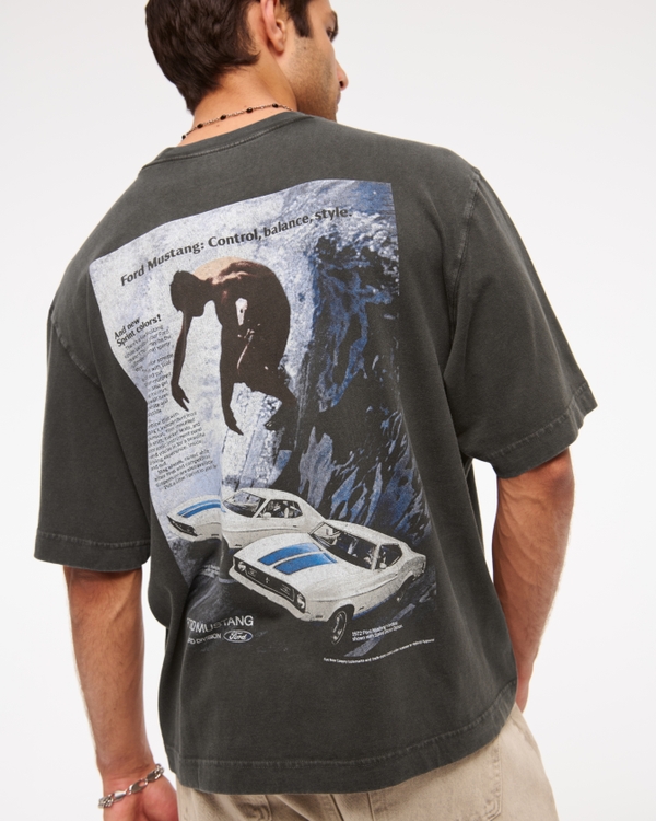 Mustang Vintage-Inspired Cropped Graphic Tee, Black view 1