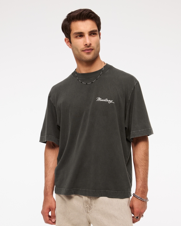 Mustang Vintage-Inspired Cropped Graphic Tee, Black view 2