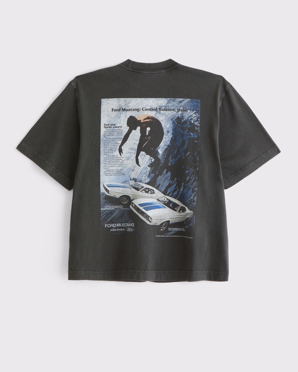 Mustang Vintage-Inspired Cropped Graphic Tee, Black view 1