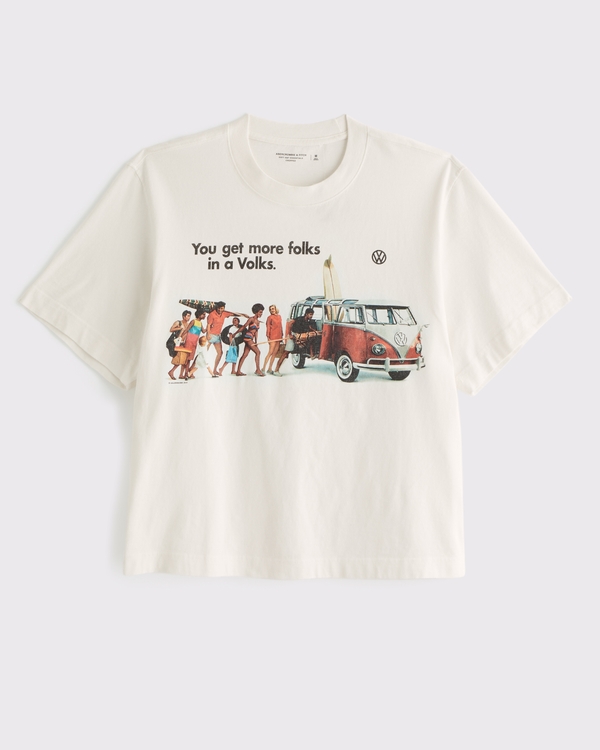 Cropped Volkswagen Graphic Tee, Cream view 1