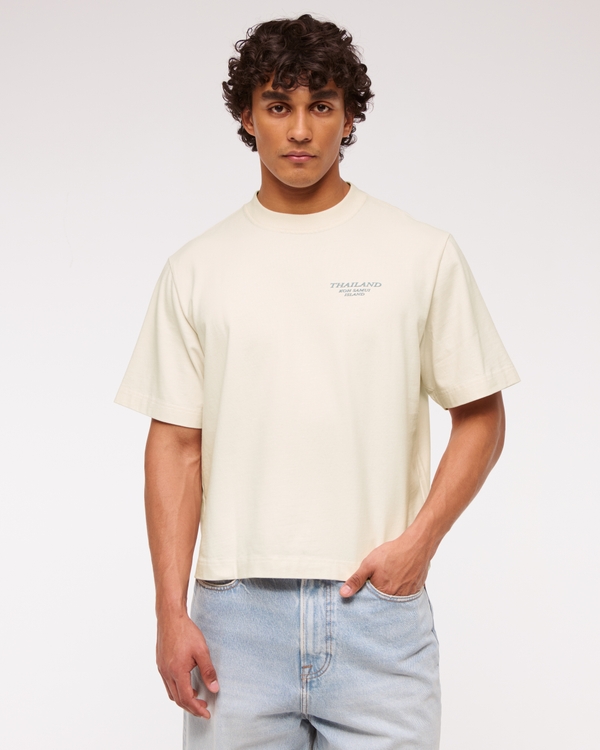 Premium Heavyweight Cropped Thailand Graphic Tee, Cream view 2