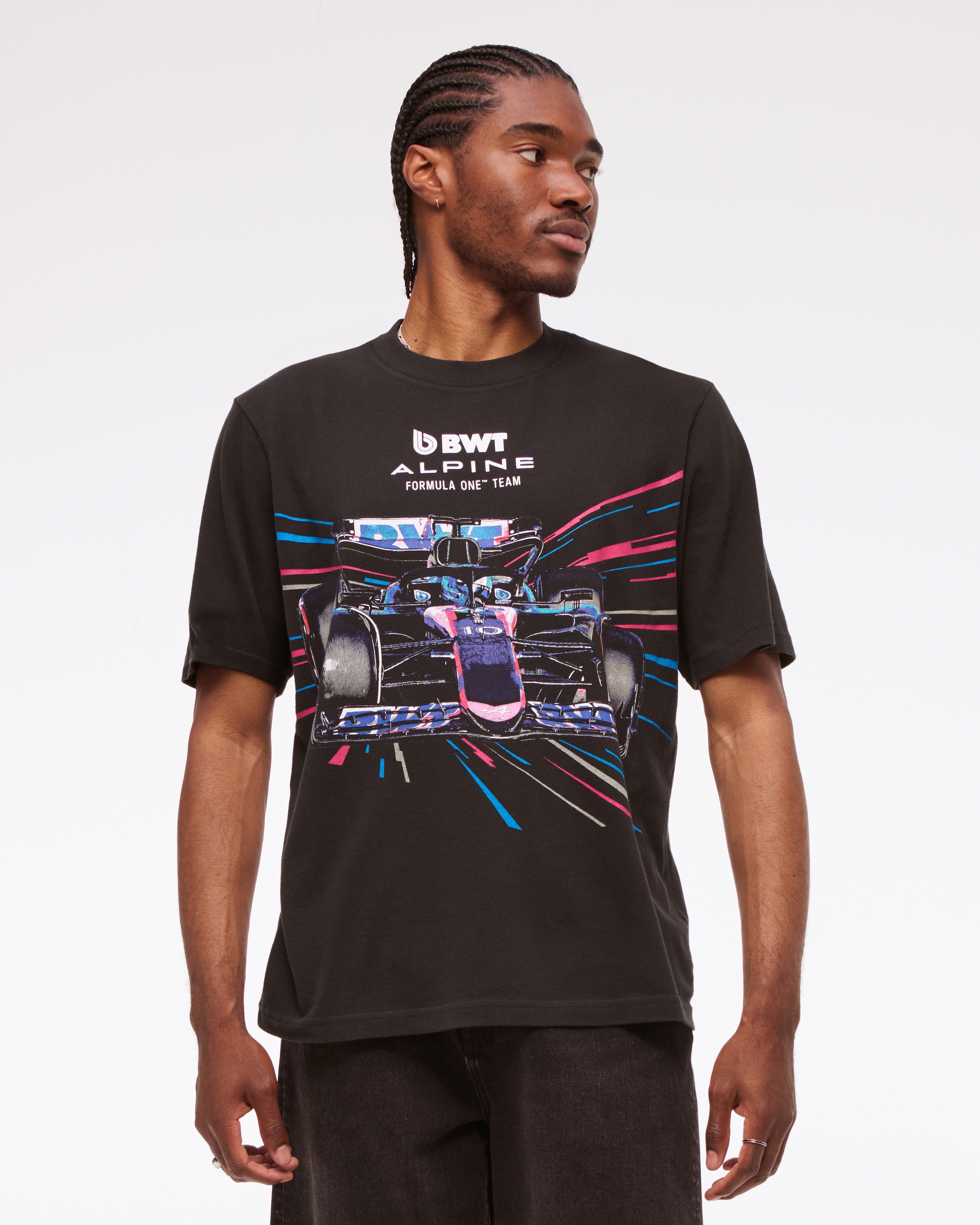 Abercrombie & Fitch Alpine Racing Vintage-inspired Graphic Tee In Black